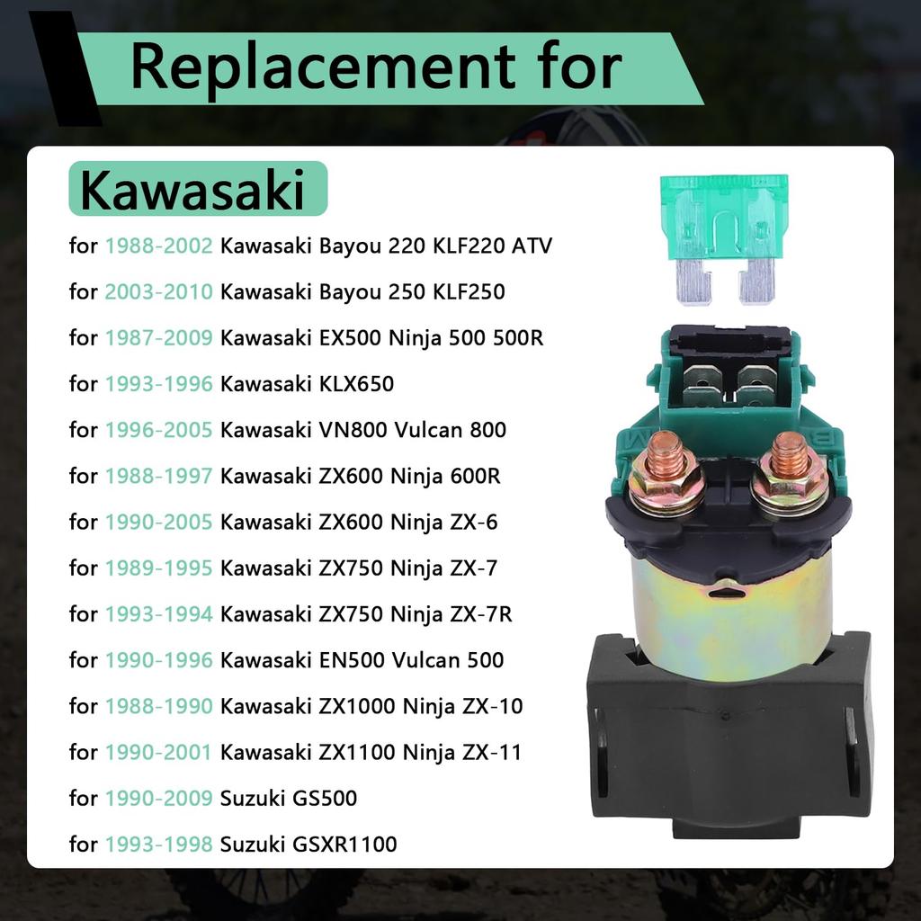 Starter Solenoid Relay, Compatible With 1988-2002 Kawasaki Bayou 220 KLF220 2003-2010 Bayou 250 KLF250 1993-1996 KLX650 1996-2005 Vulcan 800 2000