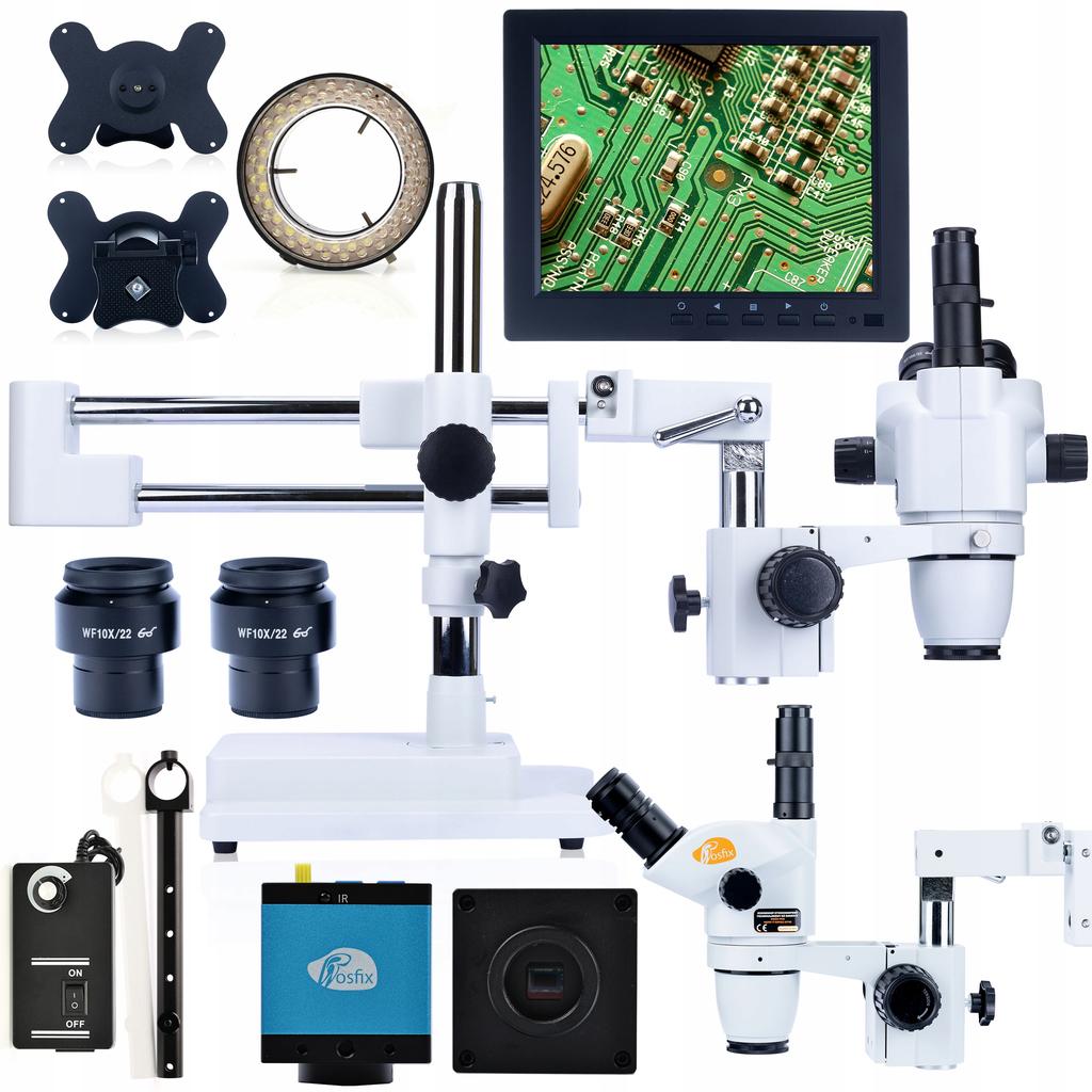 Rosfix Zestaw Mikroskopowy Moon Pro MSMP Z Kamerą Mensa Pro KMMP – Trinokularowy Mikroskop Stereoskopowy | Oświetlenie LED 56x | Wyświetlacz 8 Cali