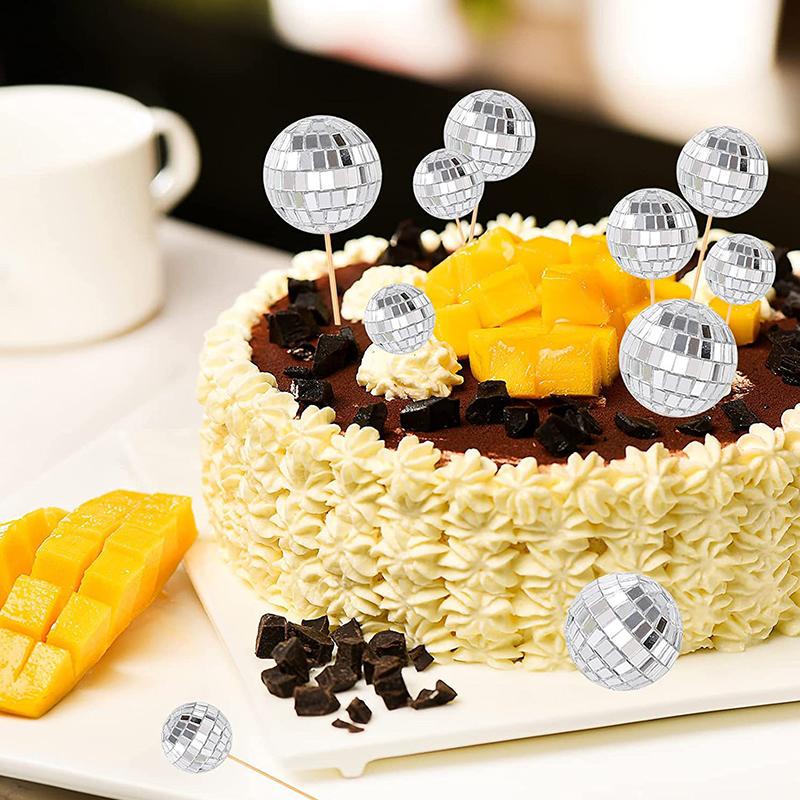 3/5/12pcs Club Disco Ball Cupcake Toppers Retro Dance Party Supplies Cake Decoration Birthday Theme