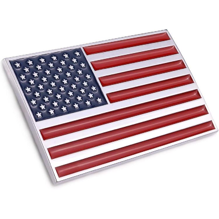 3D American Flag Metal Car Sticker, 3.15" X 2" USA Flag Decal, Zinc Alloy Emblem For Truck, Car, Motocycle, Boat (Original)