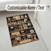Vintage Compass Theme Soft Crystal Velvet Rug Custom Name & Text Print Non Slip Floor Rug for Bedroom Living Room