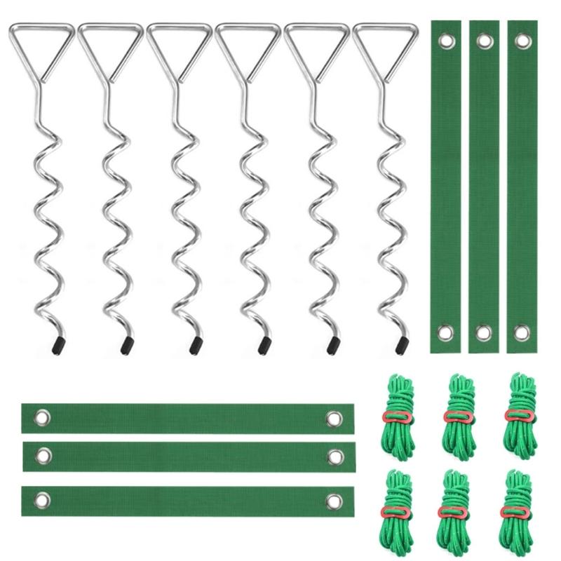 Tree Support Kit with Twist-In Soil Stakes, Grommet Ties and Tie Ropes for Freshly Planted Trees in Yard Spaces