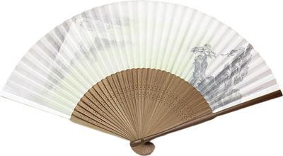 Kyoto Mount Fuji Made In Handcrafted Washi Japanese Personal Use Fan, Design, Japan, Kyoto, Paper, Accessory, Men's, Sumi-e Style, Gift, Present,