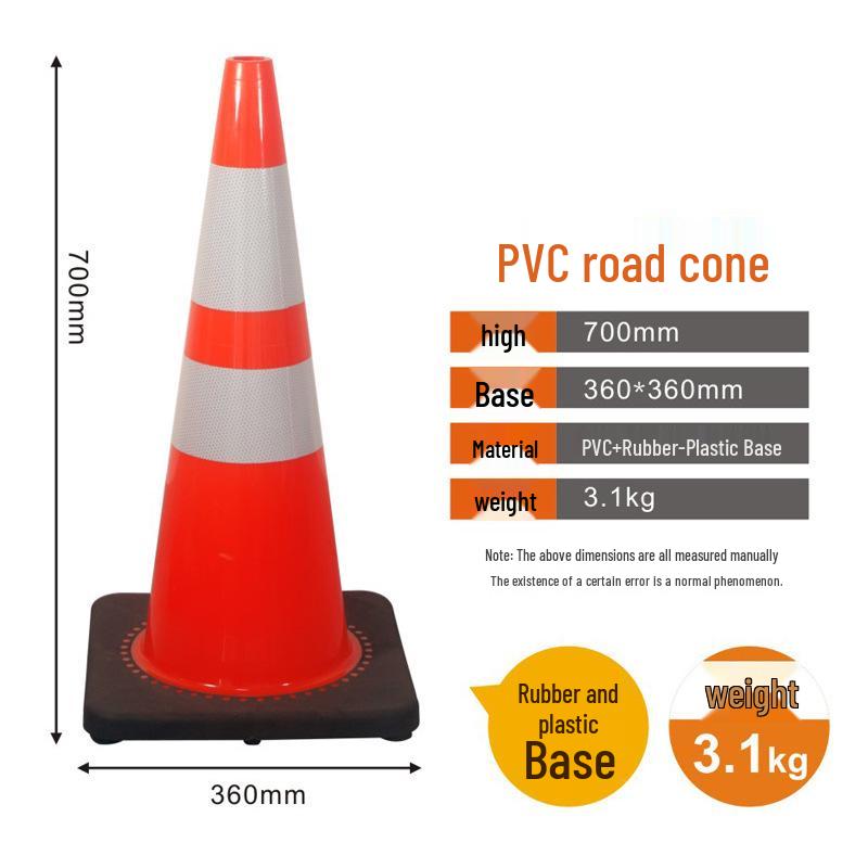 Reflective 70cm Rubber Traffic Cone - Road Safety Construction Warning Bollard