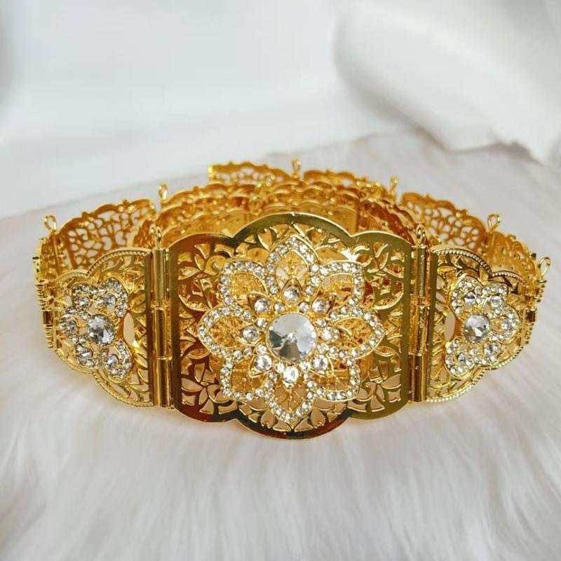 Blingbling Waist Belt Stylish Carved Floral Waist Chain Belt Elaborate Chain Belly Chain for Wedding Waist Chain