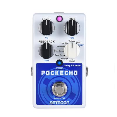 POCKECHO Delay & Looper Gitarreneffektpedal 8 Delay-Effekte max. 300 Sekunden Loop-Zeit Tap-Tempo