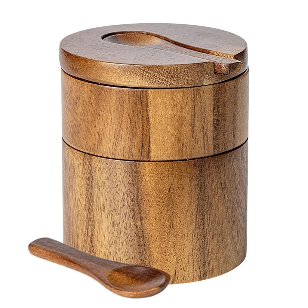 Freshness Preserving Spice Holder Practical Wood Spice Holder Convenient Container with Lid for Gourmet Cooking