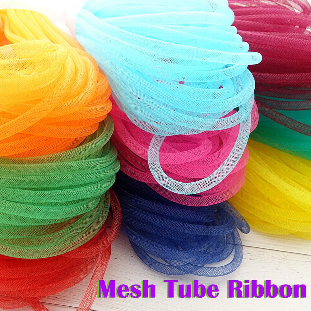 10M Mesh Tube Ribbon Tubing Hair Design Christmas Holiday Wreath Crafts Tubular Horsehair Crinoline Tube Crin net accessories