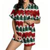 Women's Christmas Pajama Set Short Sleeve Button Down Shirt and Shorts Sleepwear Set