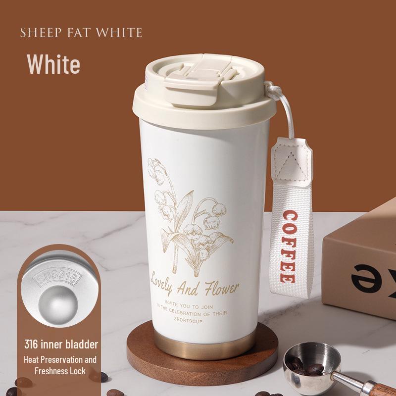 Premium Lily 316 Stainless Steel Insulated Coffee Cup - Simple, Portable, Large Capacity, Customizable
