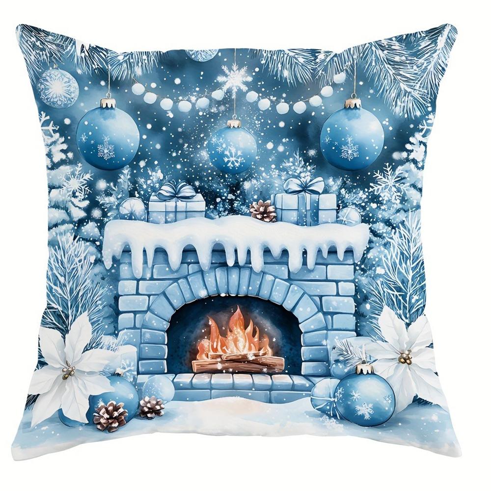 Christmas Decoration Pillow Cover Cute Snowman Christmas Tree Pattern Living Room Sofa Cushion Cover Room Home Decoration
