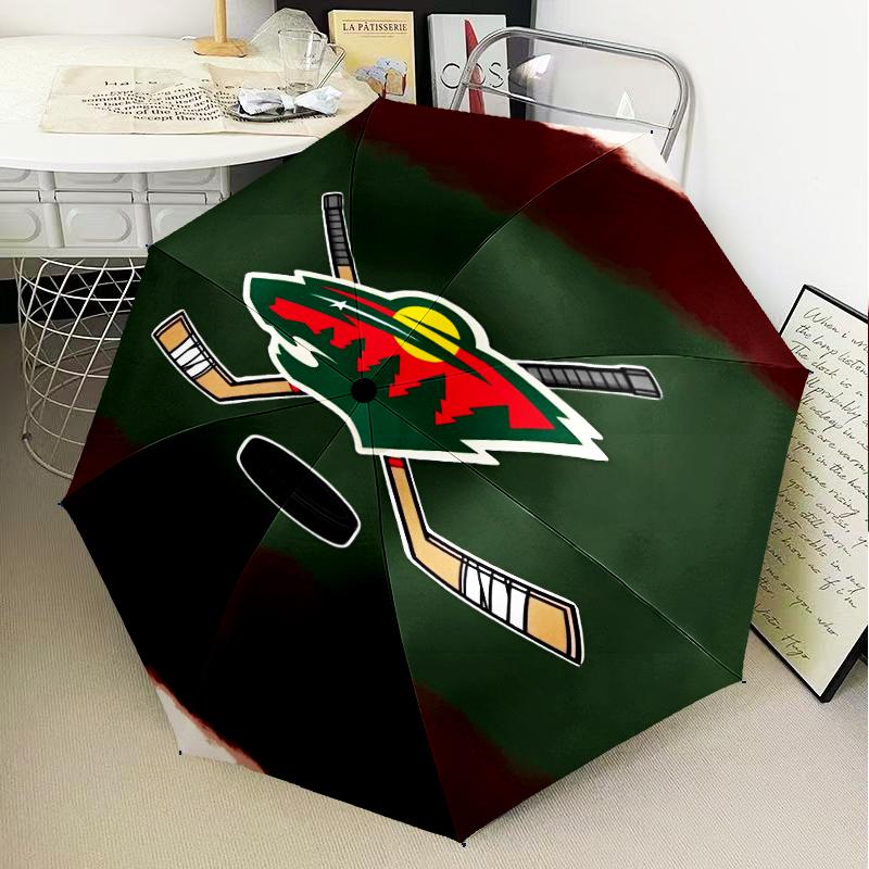 Minnesota Hockey Team Umbrella Folding Umbrella, Automatic Umbrella 8-Frame for Travel, Camping Use Gift for Halloween Christmas