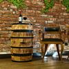 Wine Rack - Creative Cooper - Wooden Barrel with Doors, Alcohol Rack, 80x50 Cm, Burnt Pine Wood
