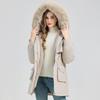 Women's Mid-Length Hooded Parka with Large Fur Collar, Korean Style, Versatile Plus Velvet Thick Down Cotton Jacket.