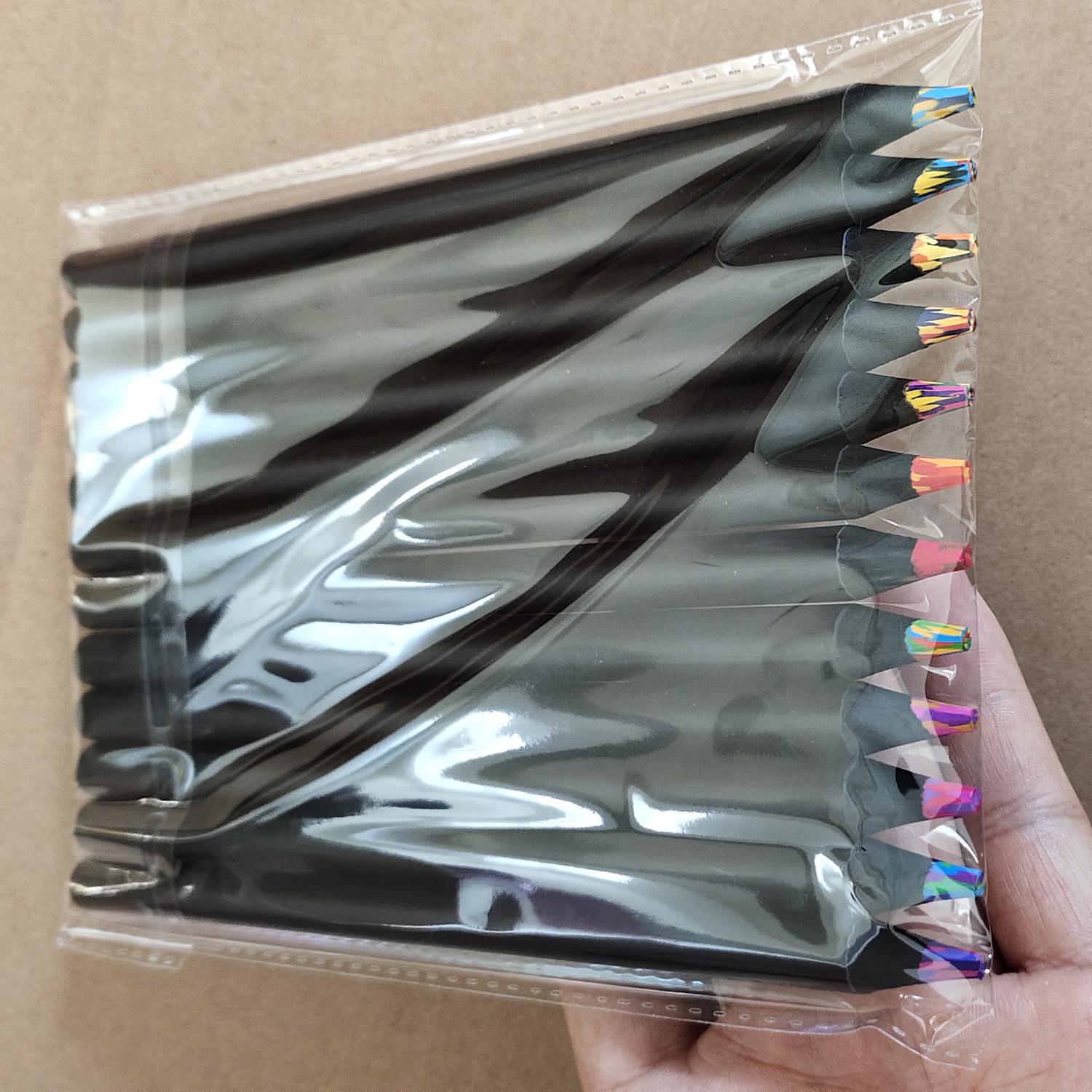 12-Color Black Wood Rainbow Magic Graffiti Pens – Creative Colored Pencil Brushes Magic Rainbow Pen