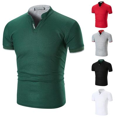 Camicia da Uomo Estiva Casual Slim Fit Monocolore con Polsini e Colletto alla Coreana/Mezzo Collo Top