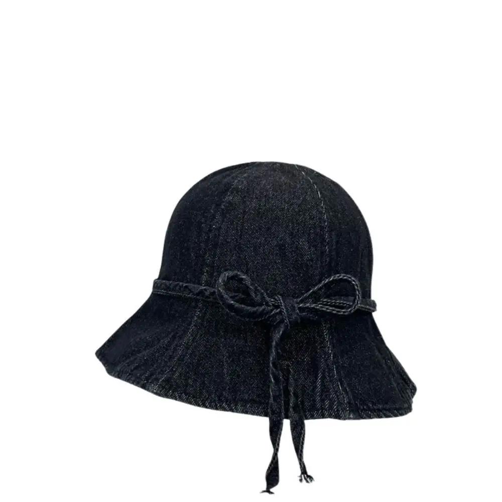 Sweet Face Covering Bow Hat Smiling Face Revealing Face Small Basin Hat Breathable Sun Protection Cowboy Fisherman Hat Summer