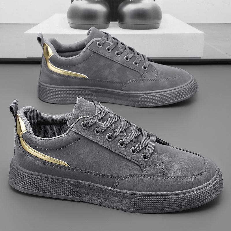 

Мужские весенние дышащие парусиновые и кожаные туфли 2024: Модная обувь в корейском стиле, универсальная, повседневная, на толстой подошве, износостойкая Size 40