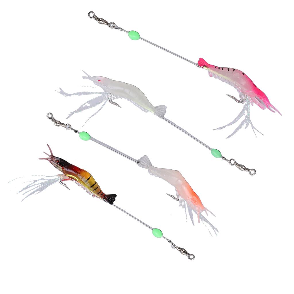 4 Stück 6,5g Angelgarnelen-Köder Set Künstlicher Weich-PVC-Köder Leuchtender Swimbait mit Haken für