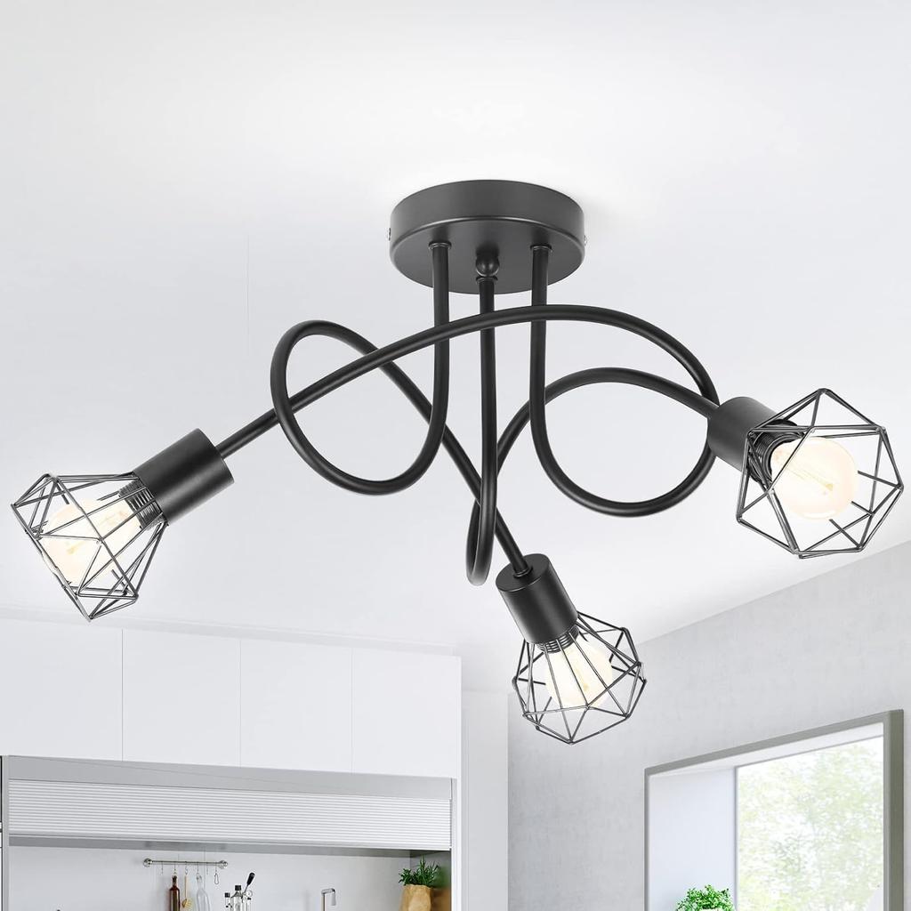 Ceiling Light 3Heads Black Color Modern Lights for Home for Bedroom Living Room Decorative Lighting LED Chandelier Lamp