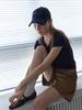 Elssibeui Lettering Washed Cotton Ball Cap_Navy