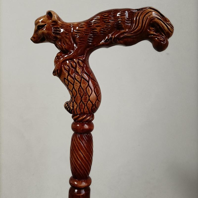 

Solid Wood Gentleman s Horse Head Cane - Detachable 2-Section Walking Stick for the Elderly Approximately 90-95 cm