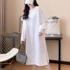 Navava Women Daily Simple Round Neck Long Sleeve Dress No883