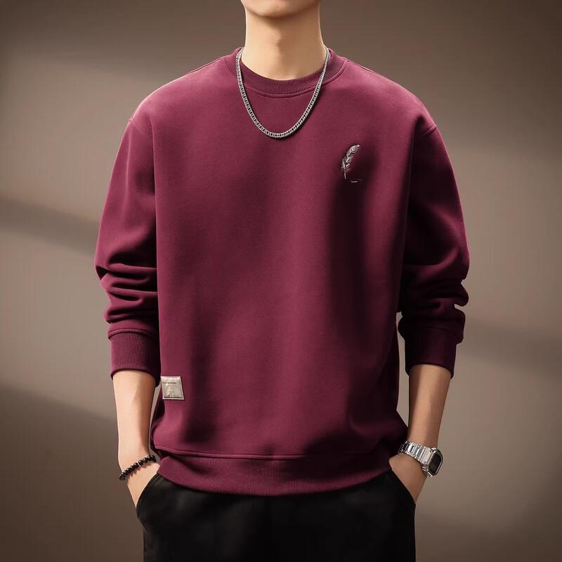 Men's American Retro Embroidered Heavyweight Pullover Sweatshirt