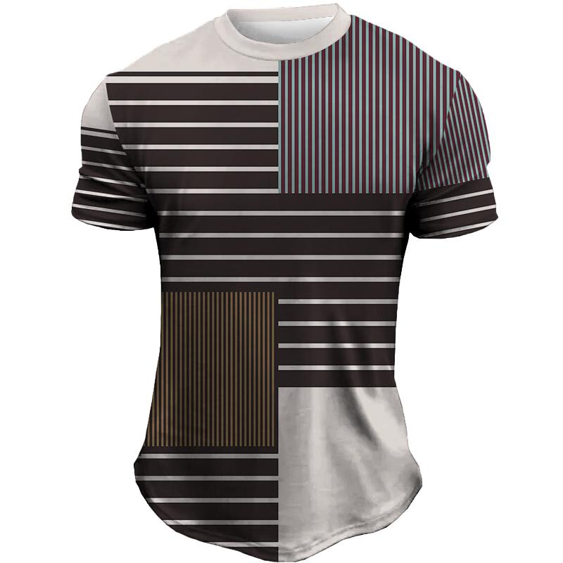 Ethnic Print Men's T-shirt Casual Short Sleeve Summer Round Neck Streetwear Vintage Man Loose Sweatshirt Breathable Men Clothes