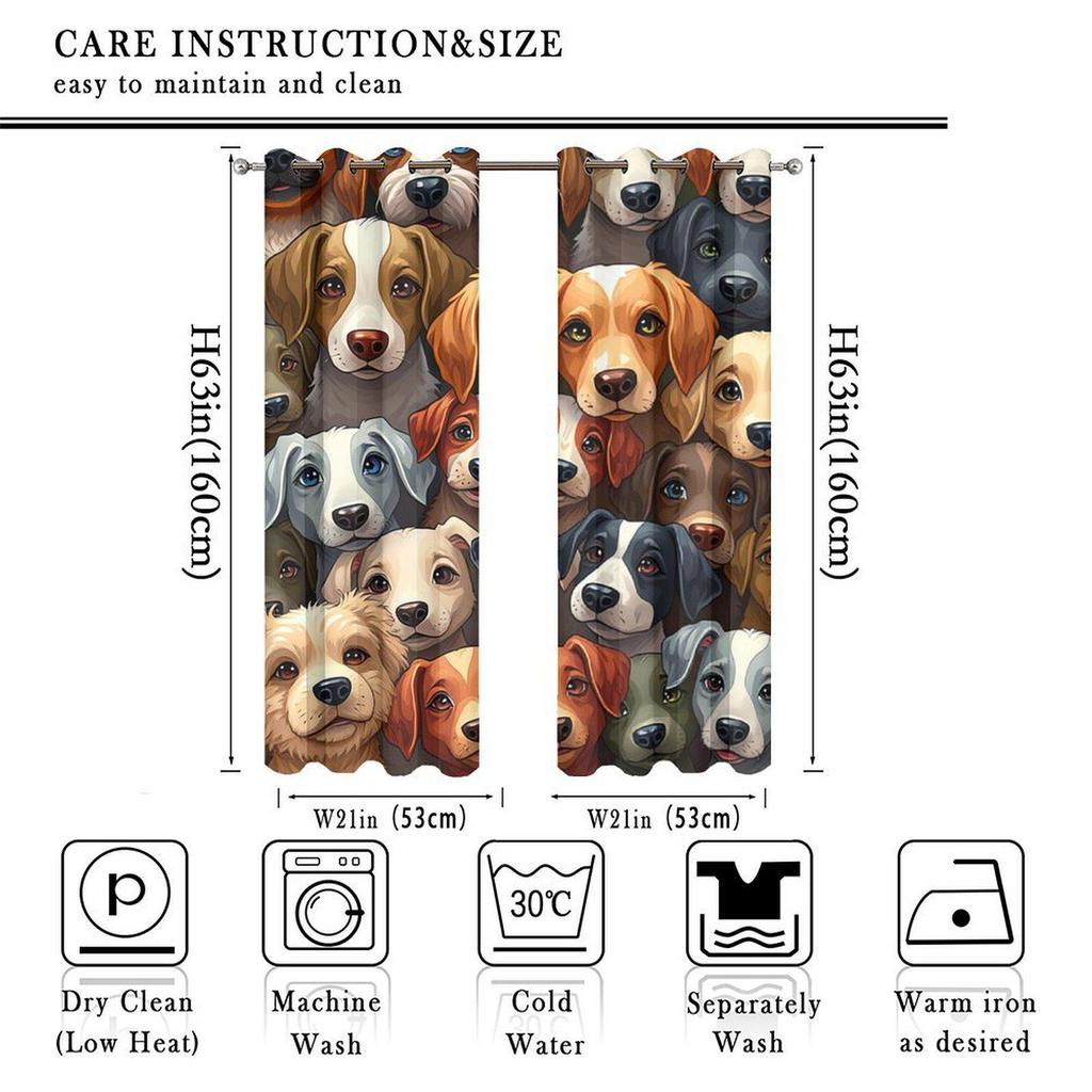 Kreskówkowe Psy Zasłony zaciemniające z nadrukiem cyfrowym 3D dla dzieci - Uroczy styl, szyte na miarę