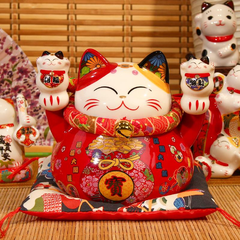 Japanische Keramik Glückskatze, Spardose, Geschenk zur Geschäftseröffnung für Glück und Wohlstand, Heimdeko Desktop-Ornament.