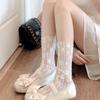 Thin Mesh Flower Socks Transparent Floral Tulle Socks Lolita Lace Sock for Women  Female