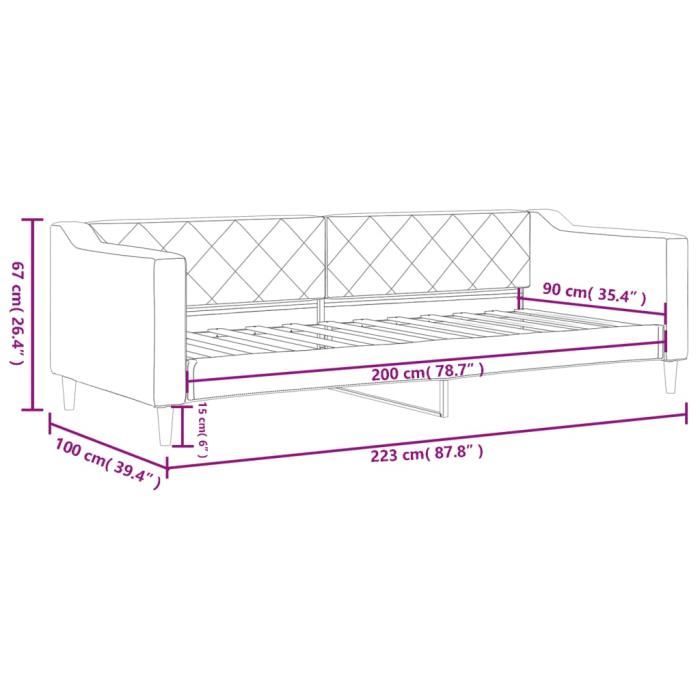 VidaXL Taupe Daybed 90x200 Cm Fabric 354164