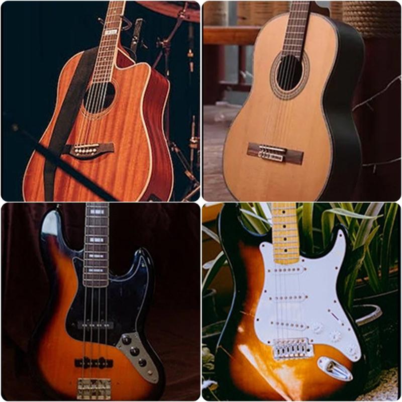 National Style Guitar Strap with Pick Pocket Adjustable Soft Cotton Shoulder Strap Leather Ends Guitar Straps