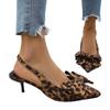 High-heeled Sandals New Product Source In Summer Thin High-heeled Pointed Leopard Print Bow Empty Sandals