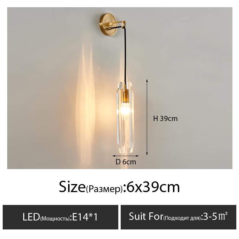 Nordic  Creative Living Room Crystal Wall Lamp Fashion Modern Minimalist Model Bedside Copper Wall Lamp Bedroom Corridor