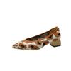 Flying Weaving Spring and Autumn New Wood Grain Thick Heel Pointed Single Shoes Breathable Casual Versatile Single Shoes