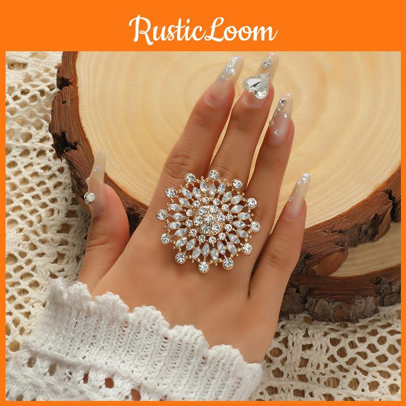 Vintageinspired Stylish Adjustable Alloy Ring With Gorgeous Sunflower Accent Women For