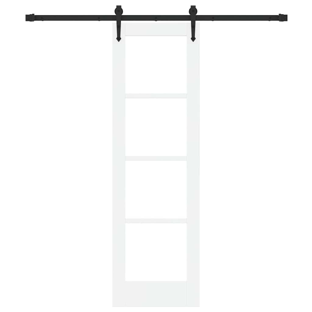 Sliding Door White 61 X 198.5 Cm Solid Pine Wood and Glass