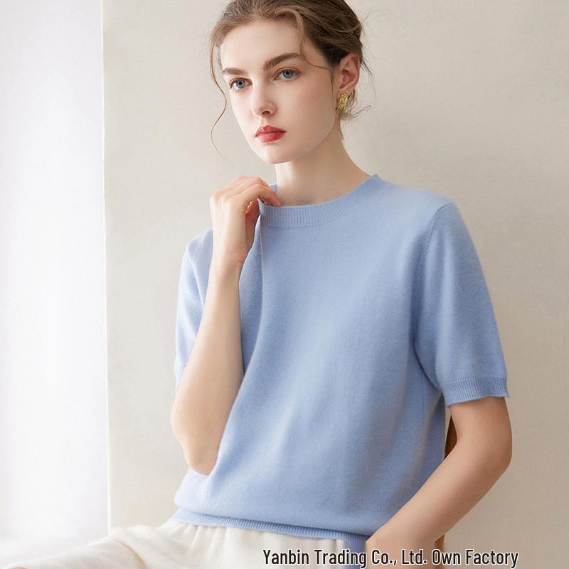 Pure Cashmere Mid-Sleeve Slim-Fit Knit Pullover.