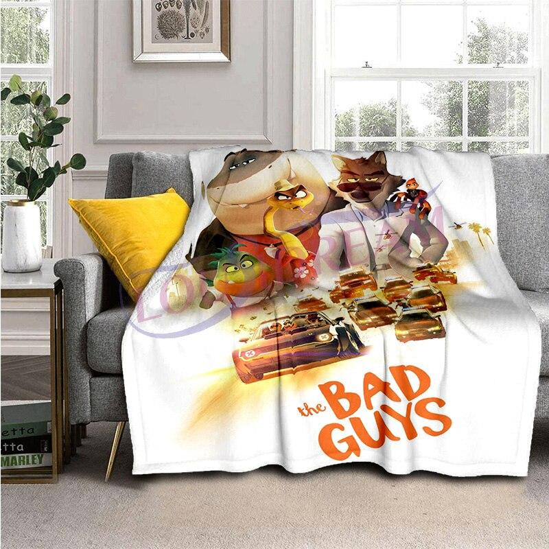 The Bad Guy Blankets Super Soft Cartoon TBG Flannel Blanket Warm Lightweight Kids Bedding Sofa Sofa Chairs All Seasons