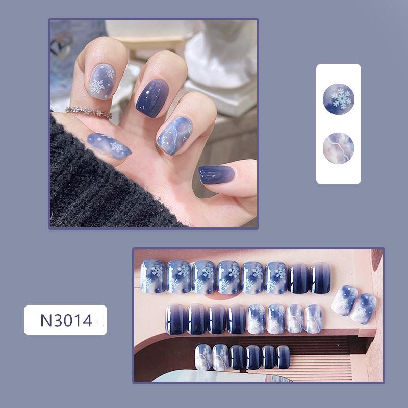 Cute Japanese Cat Eye Short Handmade False Nails Nail Art Stickers