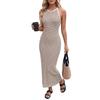 European and American summer new retro hip-wrapped long skirt striped neck backless knitted dress women's clothing