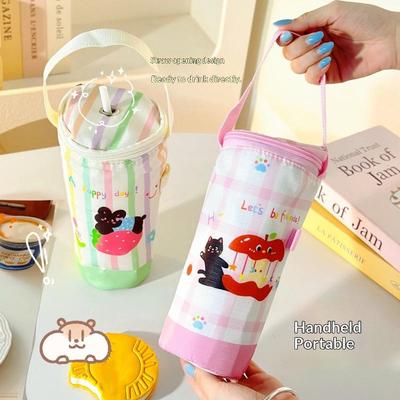 Portable  Milk Tea Thermal Tote Bag Eco-Friendly Reusable Handbag for Daily Commute Office School Picnic Use