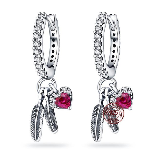 100 % echte 925 Silber Ohrringe Schneeflocke Zirkon Herzform Gold Roségold Zirkon Schmuck funkelnden Creolen Anhänger