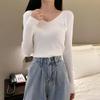 Sweater women's autumn and winter new versatile slim-fitting v-neck bottoming knitted sweater foreign style inner long-sleeved tight top