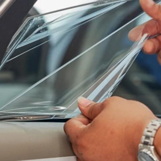 Broken Window Cover with Nanometer Double-Sided Tape Pre-Cut Transparent PVC Car Window Covering Film Broken Glass Replacement Temporary Fix Kit