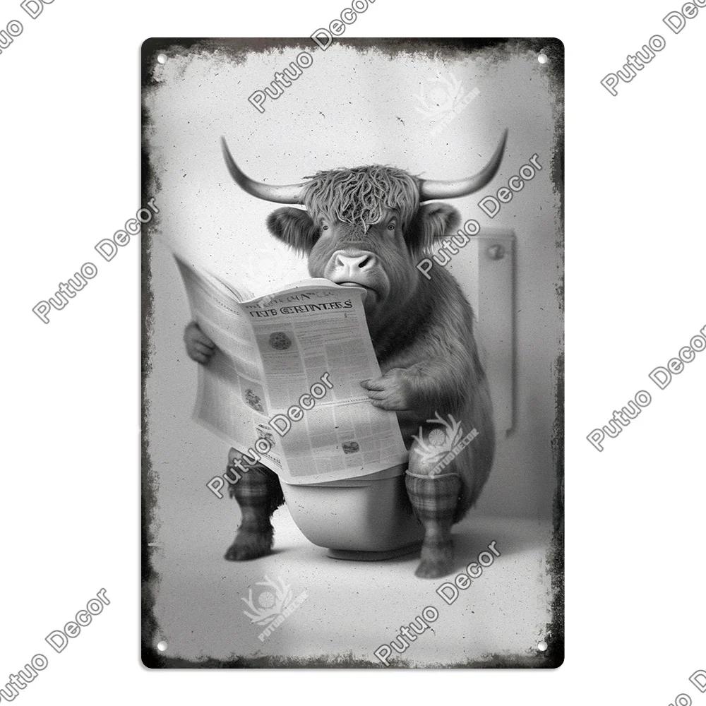 Putuo Decor Restroom Retro Tin Sign Vintage Bathroom Plaque Metal Plates Wall Art Posters Decoration for Toilet Iron Paintings
