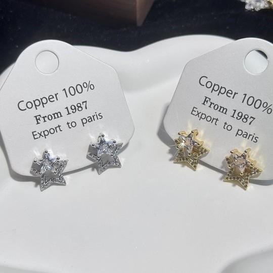 New simple and versatile spring star zircon stud earrings women's earrings high-end earrings light luxury ear jewelry