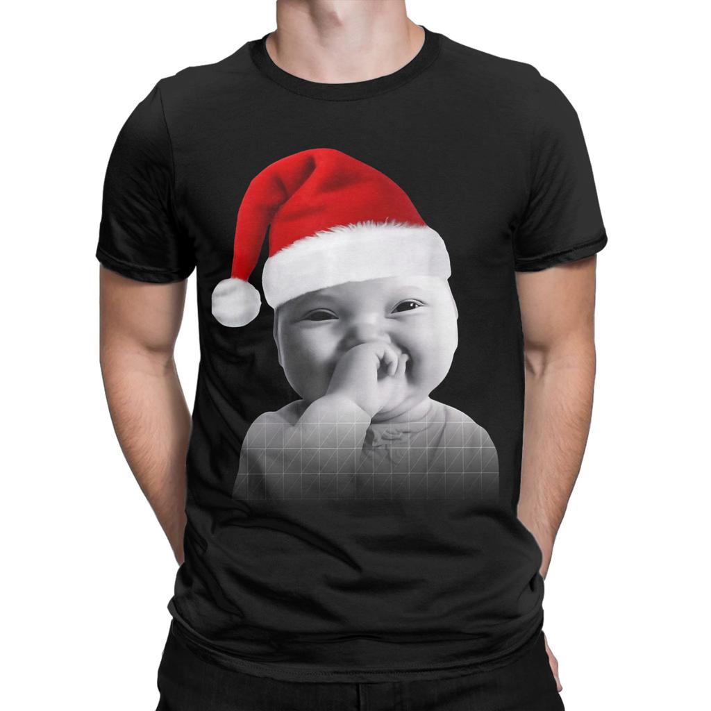 Funny Niche Baby Gen Z Meme Giggling AI Laughing Christmas T Shirt 100 Cotton TShirts For Men Tee Shirt Short Sleeve Top Tees